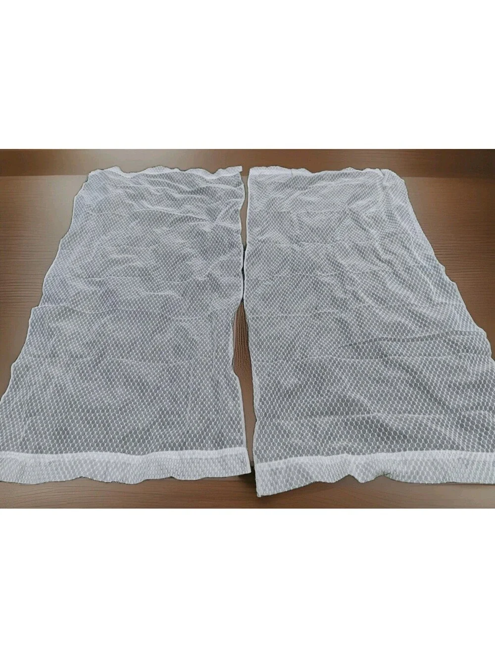 Curtains Vintage 60s Sheer Honeycomb Chenille Texture 39x78 Rod Pocket Pair